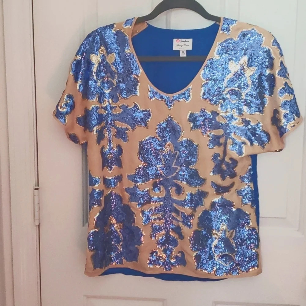 Neiman Marcus Womens Sequin Top